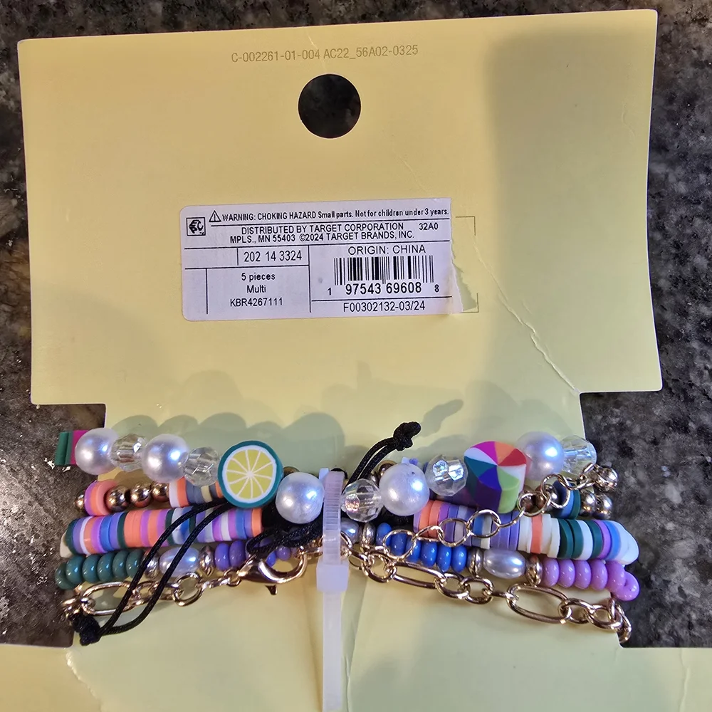 NWT Art Class Fun Emoji and Fruit Kids Bracelet Set